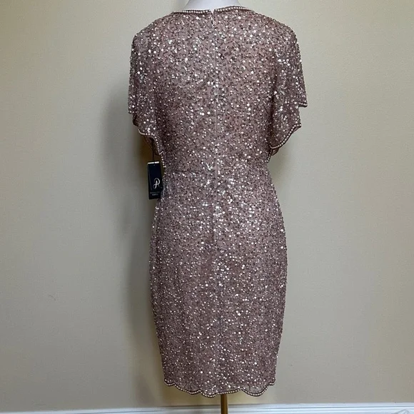New Adrianna Papell Sequin Mini Formal Dress in Rose Gold - Picture 6 of 6